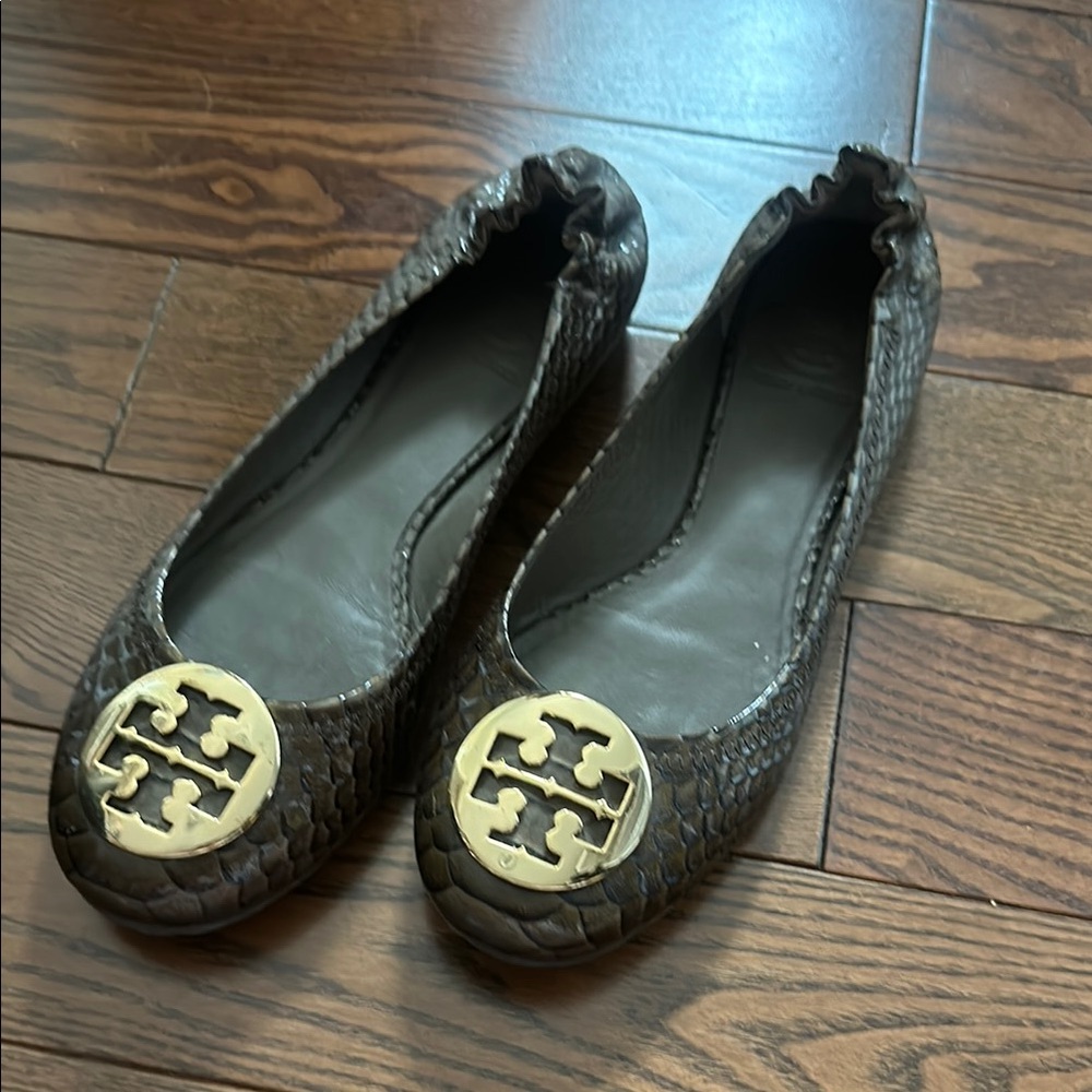 Tory Burch Brown Logo Ballet Flat